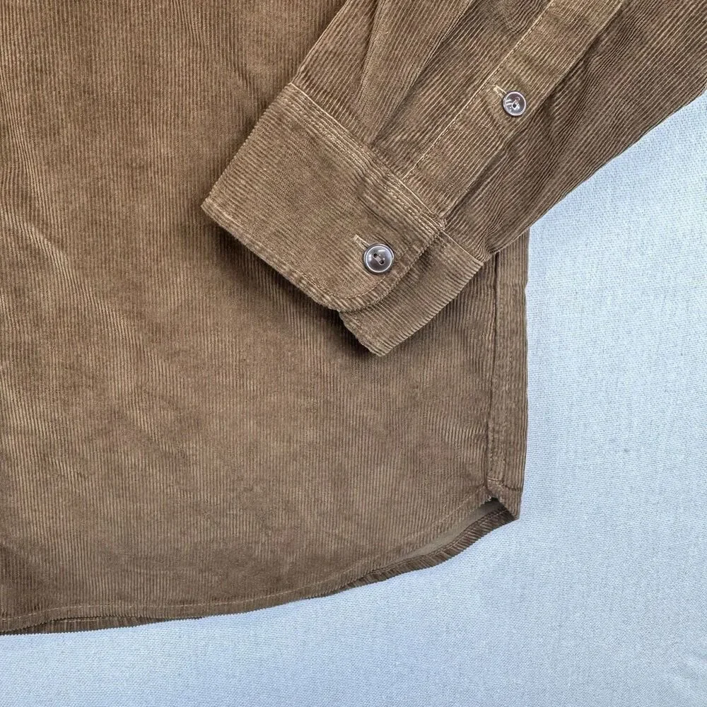 J Crew Men Size Large Shirt Button Down Top Classic Brown Corduroy Long Sleeve
